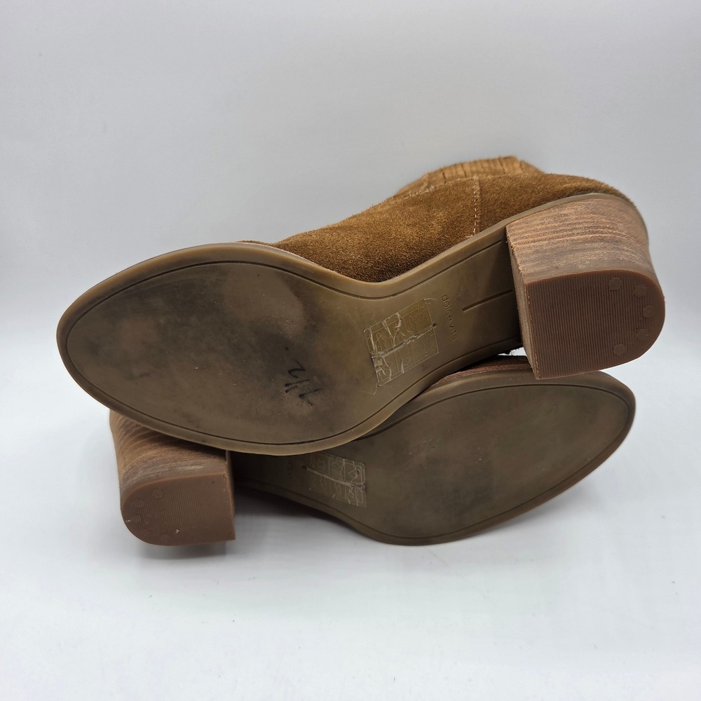 Dolce Vita Brown Suede Western Ankle Boots Block Heel Size 7.5 - Picture 4 of 8